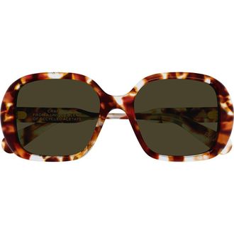 Chlo&eacute; 55mm Square Sunglasses in Rust Havana at Nordstrom