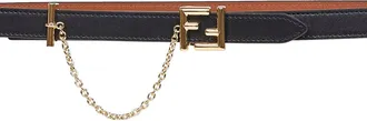 Fendi Womens Two-Tone Leather Reversible Belt Black Calf