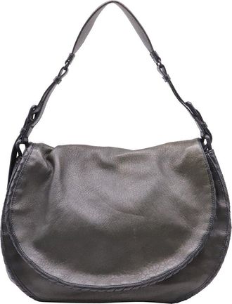Bottega Veneta Olive Leather Intrecciato-Trimmed Hobo Bag (Authentic Pre- Loved)
