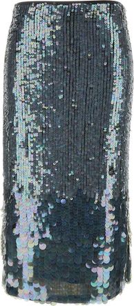 P.A.R.O.S.H. Womens Midi Grey Skirt With Sequins Metallic Polyamide