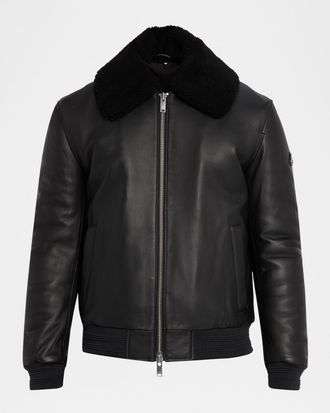 Moose Knuckles Men & apos;s Toba Bomber Jacket with Shearling Collar