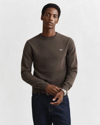 GANT Men Superfine Lambswool Crew Neck Sweater (XXXL) SEAWOOD MELANGE