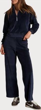 perfectwhitetee Alex Velour Pants In Navy