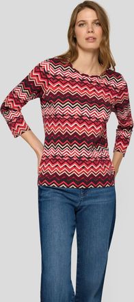 Rabe 3/4-Arm-Shirt RABE, Damen, Gr. 38, mohn, Jersey, Obermaterial: 92% Baumwolle, 8% Elasthan, gemustert, tailliert h&uuml;ftbedeckend, Rundhals, Shirts 3/4-Ar