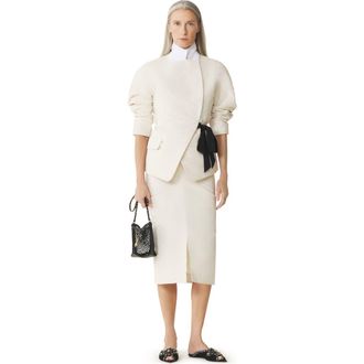 Lanvin White Belted Jacquard Jacket in Ecru at Nordstrom, Size 36