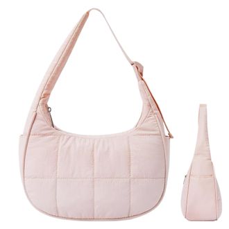 Generic Quilted Puffer Tote Bag - Luxe Quilted Puffer Tote, Crescent Nylon Storage | Shoulder Bag, Stylish Lightweight Carryall Boho Handbag Perfect For Outdo