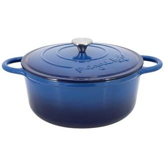 MegaChef 6.35 Quart Round Enameled Cast Iron Dutch Oven with Self Basting Lid in Dark Blue at Nordstrom