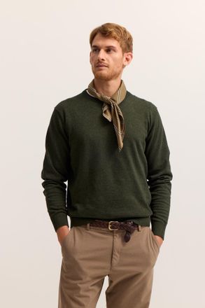 Bugatti Rundhalspullover BUGATTI Regular Fit, Herren, Gr. XXL, 190, oliv, Strick, 100% Baumwolle, unifarben, regular fit, Rundhals, Rippb&uuml;ndchen, Pullover Run