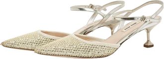 Miu Miu Silver Glitter Kitten Heels Size 36.5