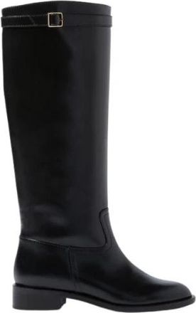 Scarosso Lauren Laarzen - Dames - Hoge Laarzen - Zwart - 39 EU - Leer - Schoenen
