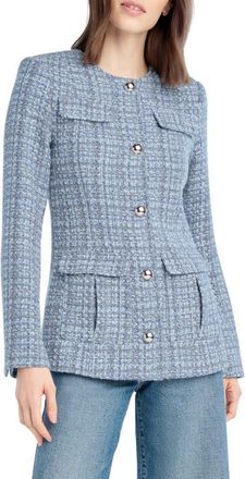 Favorite Daughter The Spencer Tweed Jacket in Sky Blue Tweed at Nordstrom, Size Xx-Small