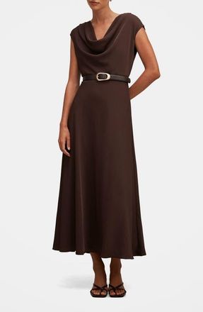 Ever New Estelle Belted Cowl Neck Maxi Dress in Chocolate at Nordstrom, Size 14