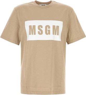 Msgm Katoenen T-shirt - Heren - T-shirts - Beige - XL - Katoen - Tops