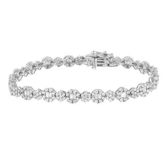 House of Brilliance 10K White Gold 4.0 cttw and Baguette Diamond Floral Cluster Link Bracelet at Nordstrom