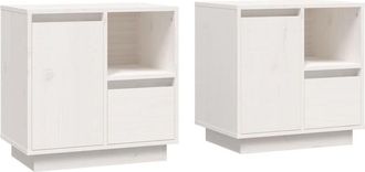 vidaXL Comodini 2 pz Bianco 50x34x50 cm in Legno Massello di Pino - Vidaxl