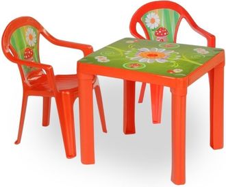OEM Una Mesa Roja Y Dos Sillas