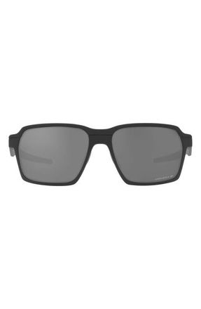 Oakley 58mm Polarized Rectangular Sunglasses in Matte Black/Prizm Black at Nordstrom