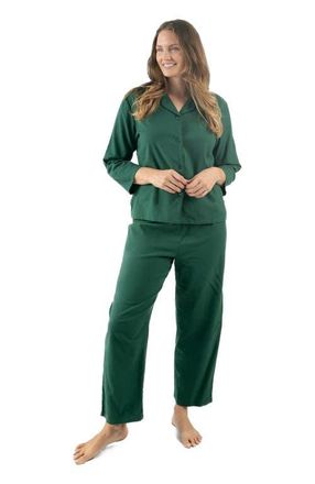 Leveret Womens Cotton Flannel Printed Holiday Pajama Set in Green at Nordstrom, Size Xx-Large