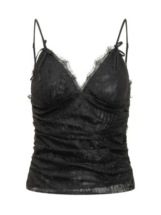 Pinko Black Lace V Neck Top