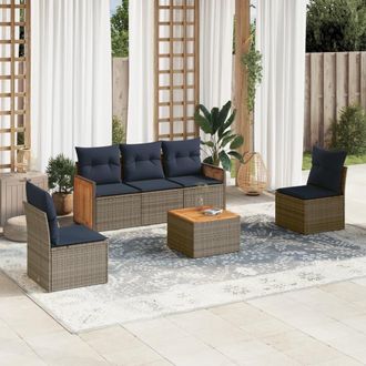 vidaXL Vidaxl Set Divani Da Giardino 6 Pz Con Cuscini Grigio In
