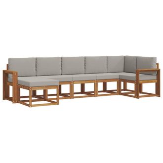 vidaXL Conjunto De Sof&aacute;s De Exterior 7 Pcs Gris Natural Y Claro Vidaxl