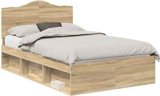 vidaXL Bed Frame with Headboard Sonoma 120 x 190 cm Solid Pine Wood vidaXL