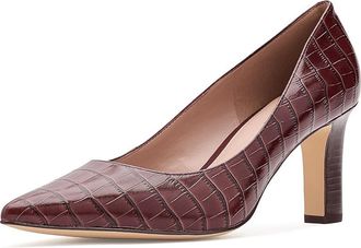 Cole Haan Mylah Heel Pump, 75mm Womens Shoes Mahogany Crocodile Print Leather : 10.5 B - Medium, Leather/Textile