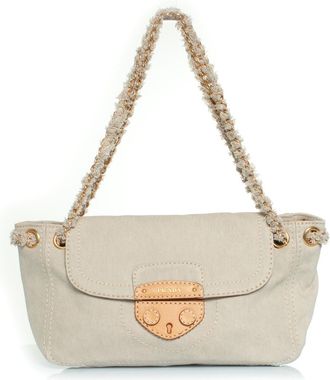 Prada Pre-owned Womens denim shoulder bag in beige Canvas - One Size