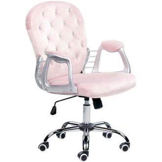 Beliani Beliani - Sedia da ufficio in velluto grigio chiaro con cristalli con altezza regolabile e schienale trapuntato Princess