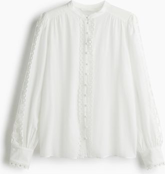 H&M Bluse mit Spitzenborten - White