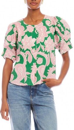 Fifteen Twenty Button Front Puff Sleeve Shirt in Paisley at Nordstrom, Size Medium