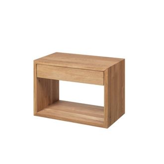 Woodek Mesita de noche flotante con caj&oacute;n en roble y acabado mate