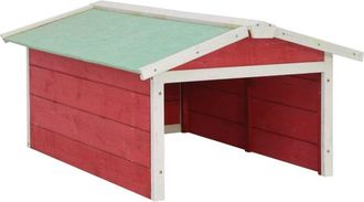 vidaXL Caseta De Cortac&eacute;sped Rob&oacute;tico Madera Abeto Rojo Y Blanco Vidaxl