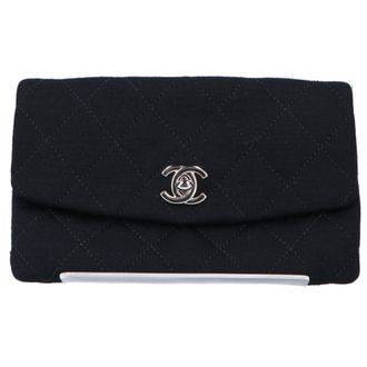 Chanel Black Cotton Chain/Shoulder Wallet (Pre-Owned)