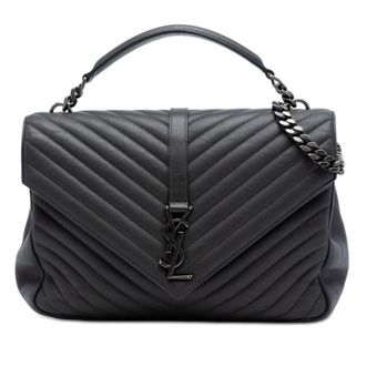 Saint Laurent Pre-owned Saint Laurent Large Chevron Sheepskin Monogram College Satchel Ladies 31G9PCGGM1MWBBXX