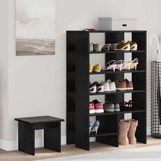 vidaXL Vidaxl Mobile Per Scarpe 2 Pcs Rovere Nero Legno Multistrato