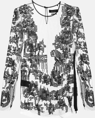 Isabel Marant Black Sequin Mesh And Silk Top To