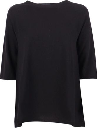KANGRA Girocollo Seamless Rasato Linea A - Dames - Blouses - Zwart - L - Overhemden
