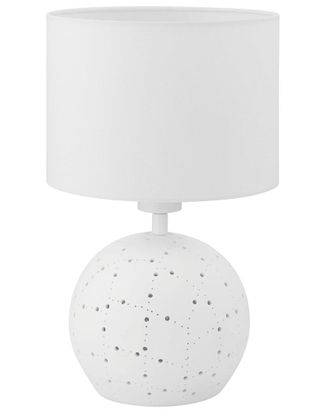Eglo Eglo Montalbano 1 Light Table Lamp With White Ceramic Base & White Fabric Shade