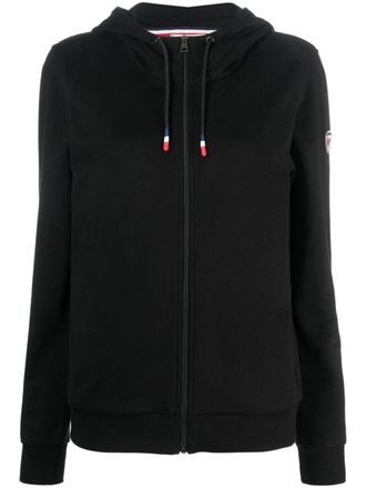 Rossignol logo-print zip-up hoodie - women - Cotton - M - Black