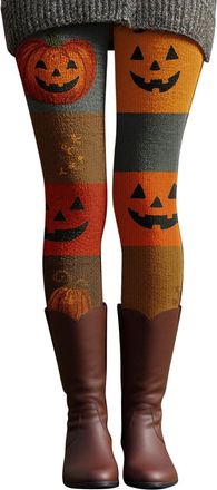 Generic Halloween Leggings for Women UK, Thermal High Waisted Legging, Warm Winter Leggings for Curvy Women, Yoga Gym Tummy Control Pants Compression Ladies L