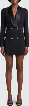 Versace Blazer doppiopetto slim fit in lana vergine con collo a scialle in raso