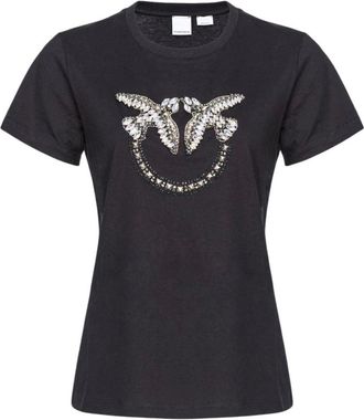 Pinko T-Shirt Ricamo Love Birds - female - PINKO - T-Shirts - Black - XS - Tops