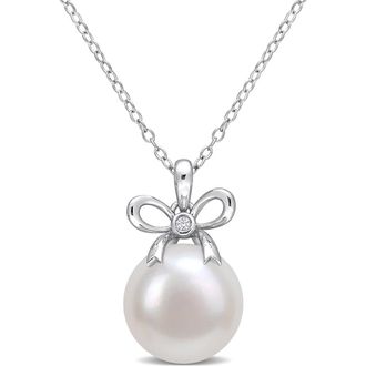 Delmar Created White Sapphire & 12-12.5mm White Freshwater Pearl Pendant at Nordstrom Rack