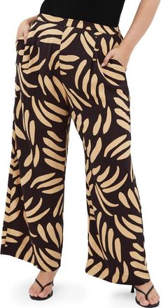 City Chic Aspyn Straight Leg Pants in Blk/Taupe at Nordstrom, Size Xl