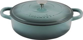 Crock-pot Artisan Enameled 5 Quart Cast Iron Round Braiser Pan with Self Basting Lid in Slate Grey