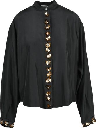 Forte_Forte Zijden Blouse - Dames - Overhemden - Zwart - M - Overhemden