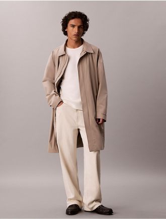 Calvin Klein Mens Tech Nylon Relaxed Car Coat - Brown - XL