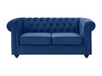 VENTE-UNIQUE.COM Sof&aacute; fijo terciopelo 2 plazas azul el&eacute;ctrico 165x88cm