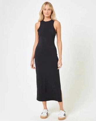 L*Space L*Space Sawyer Dress Black Jersey Cutout Side Slit Active DDR2614